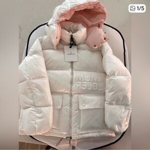 Moncler Ivory and Blush Puffer Jacket